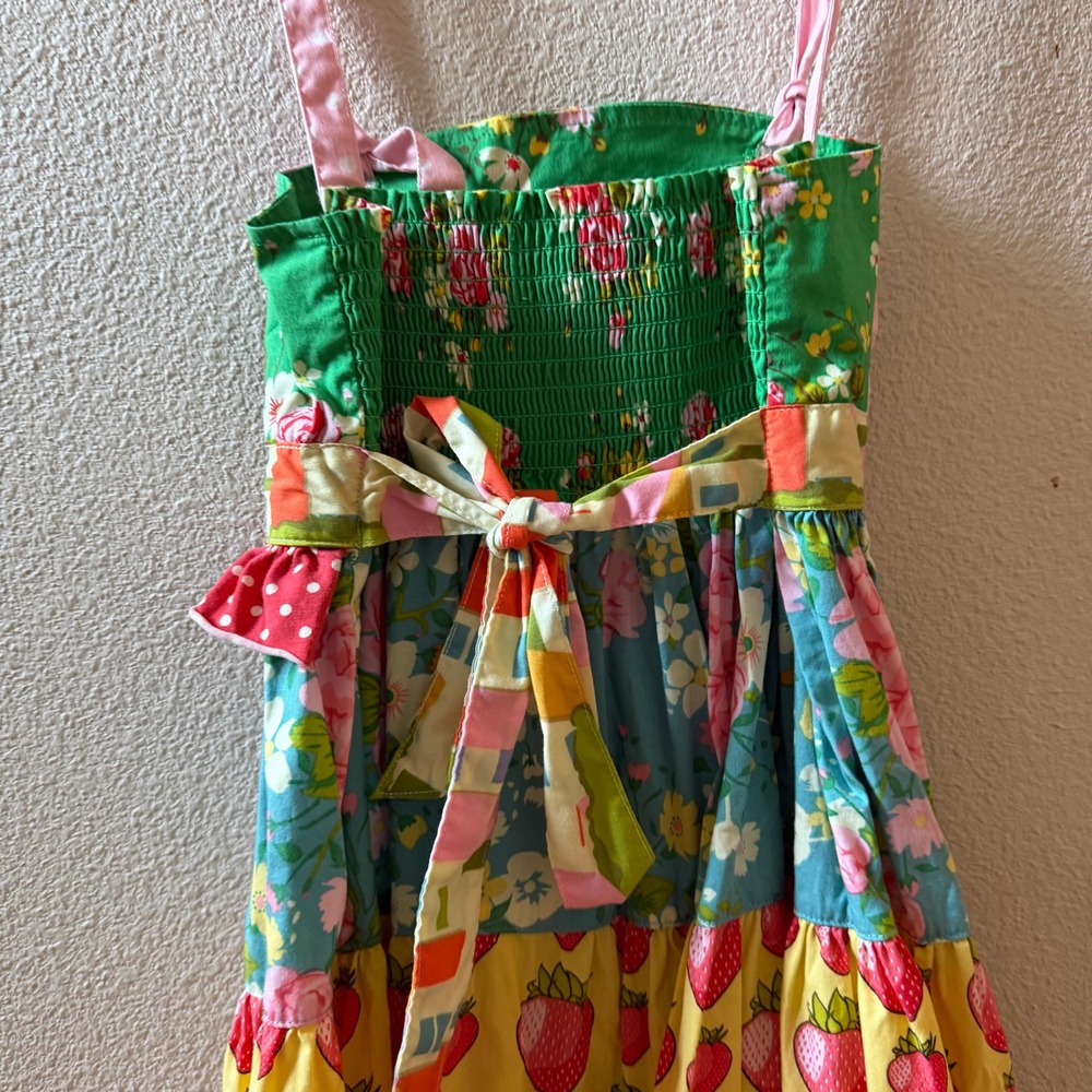 Matilda Jane Girls Tiered Patchwork Strawberry Floral Dress Size 8 D1349 NWOT - Picture 5 of 6